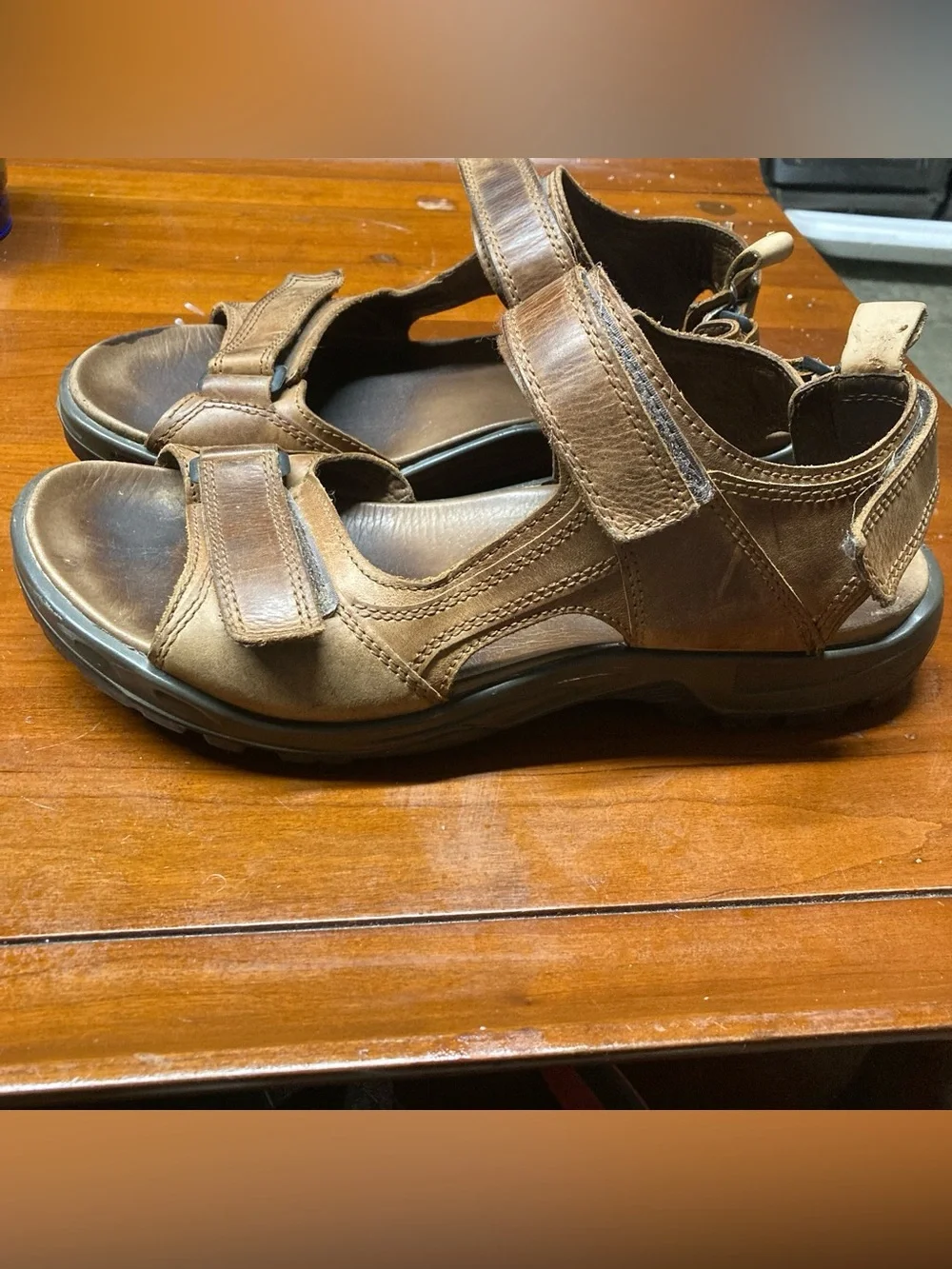 ECCO MENS BROWN LEATHER SANDALS SIZE 11 Off Road Outdoor Shoes